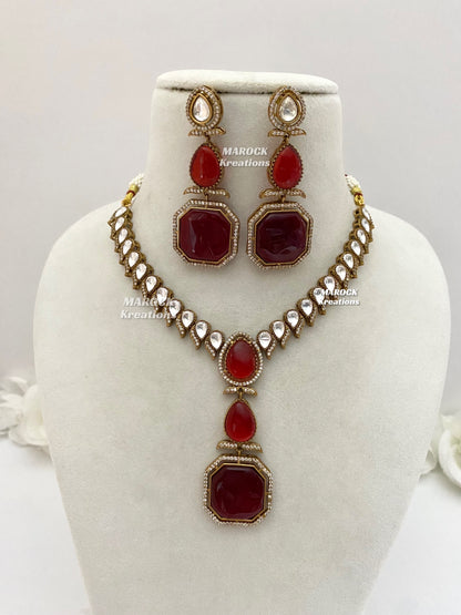 Elsie Tyani inspired Premium Quality Moissanite Kundan Necklace set