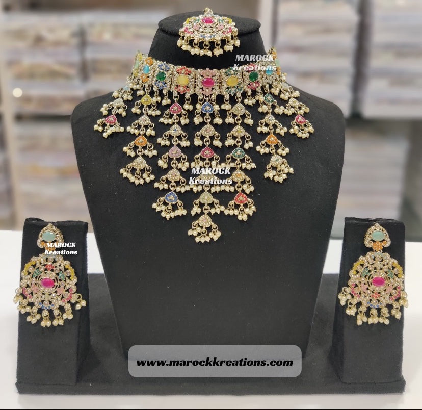 Kavya Antique Gold Polki Choker set