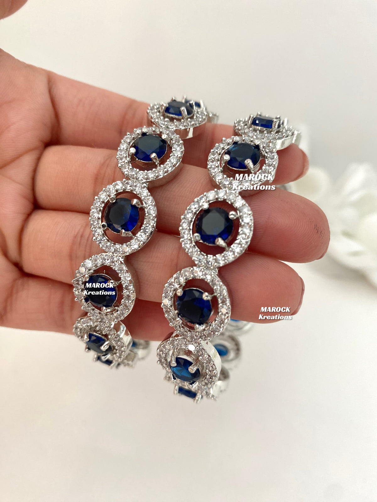 Silver American Diamond Bangles/Kade