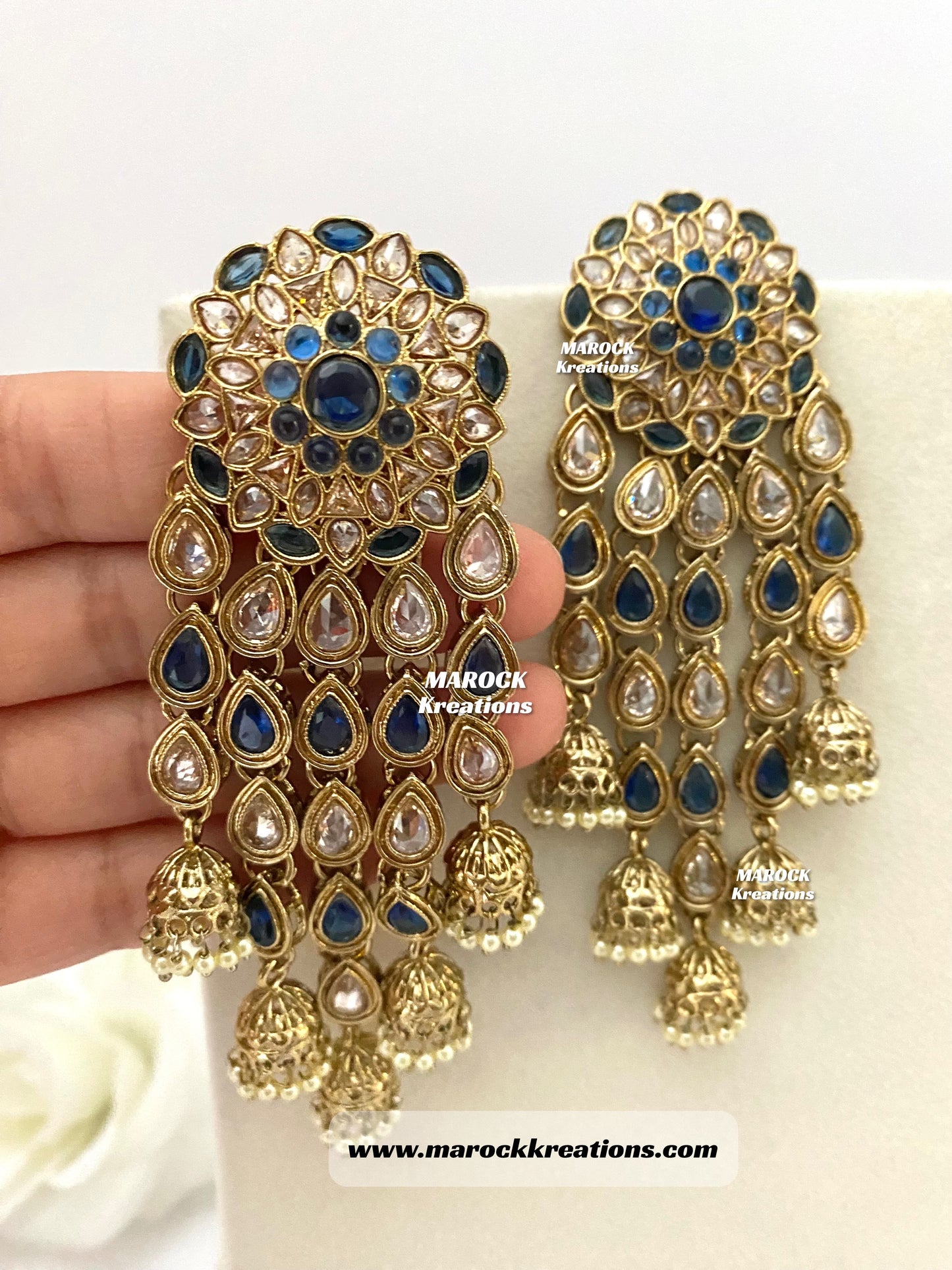 Bollywood style High Quality Antique Gold Polki Statement Earrings