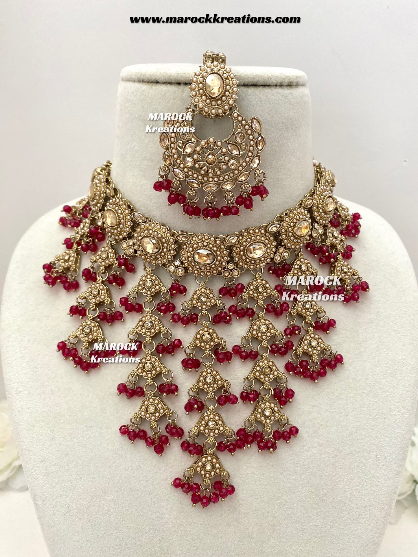 Shaya Antique Gold Polki waterfall Choker set