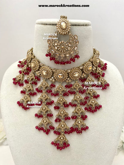 Shaya Antique Gold Polki waterfall Choker set