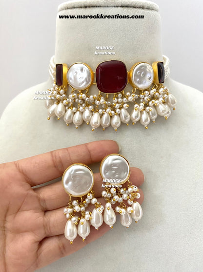 Adviti Mother of pearls Statement choker set