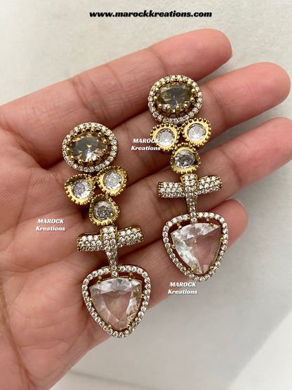 Isabel Antique Gold American Diamond Statement Necklace set
