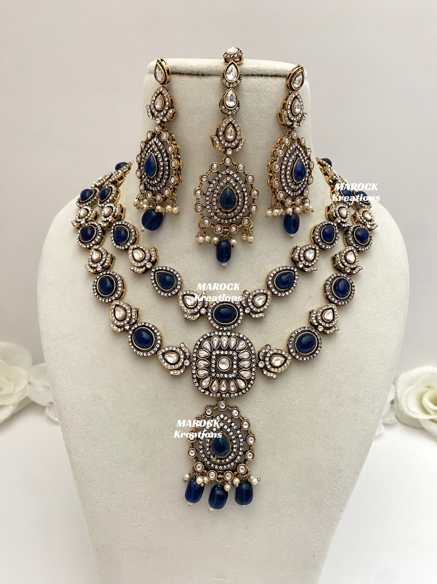 Hanali Victorian Kundan Statement Necklace set