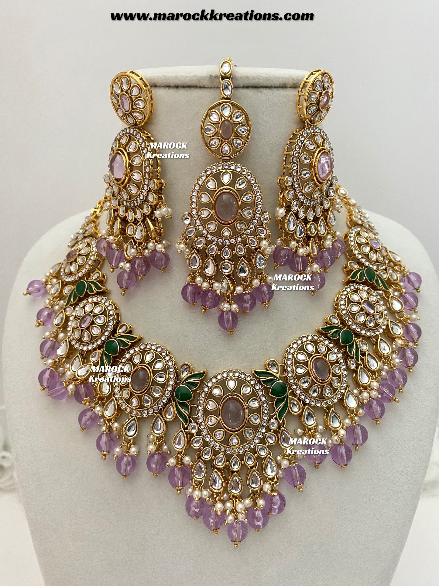 Iqra Premium Quality Kundan Meenakari Statement Necklace set