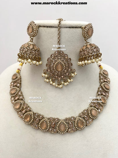 Hemani Antique gold Polki Necklace set