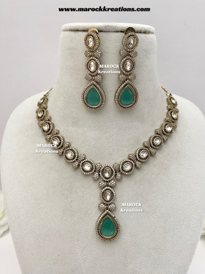Ramsha Premium Quality Moissanite Kundan Necklace set
