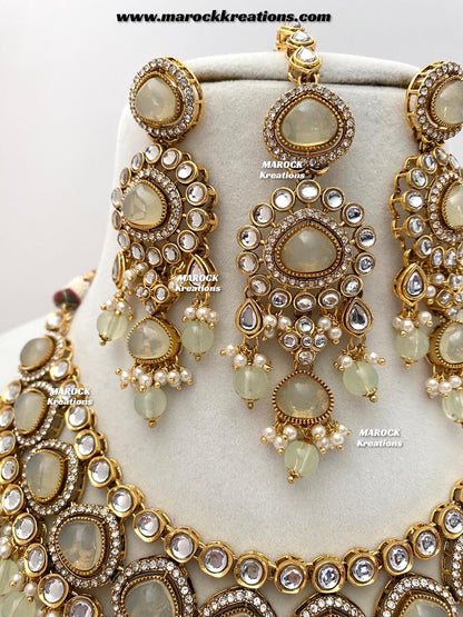 Harsha Premium Quality Kundan and Monalisa stone Statement Necklace set