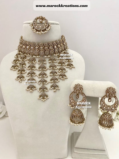 Sahiba Antique Gold Polki statement trendy Choker set