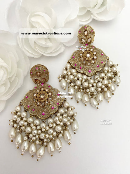 Premium Quality Polki Meenakari Statement Earrings