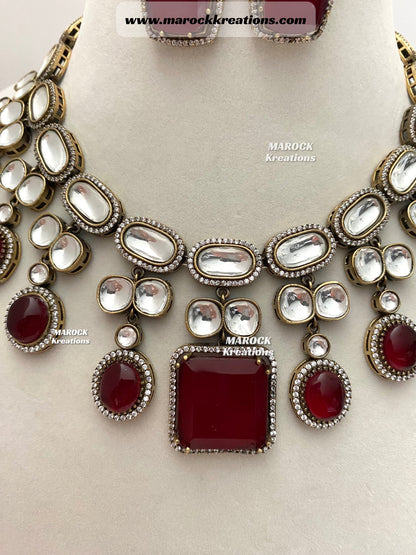 Elena Moissanite Kundan Victorian exclusive Necklace set