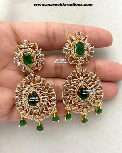 Farhat Golden American Diamond Necklace set