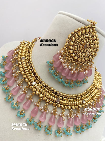 Trendy Gold plated traditional necklace sets/Elegant gold look necklace sets.