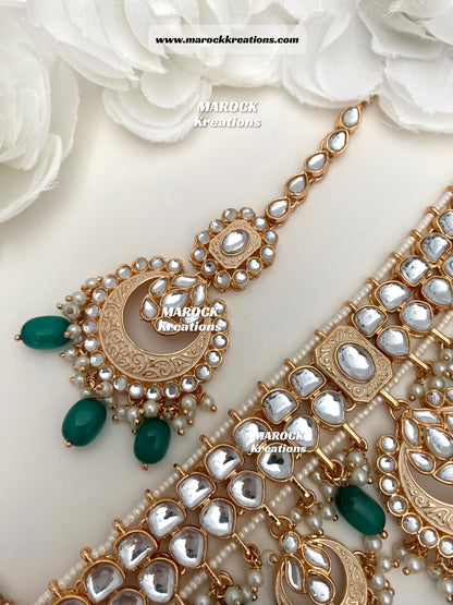 Rose Gold Kundan Meenakari Choker set