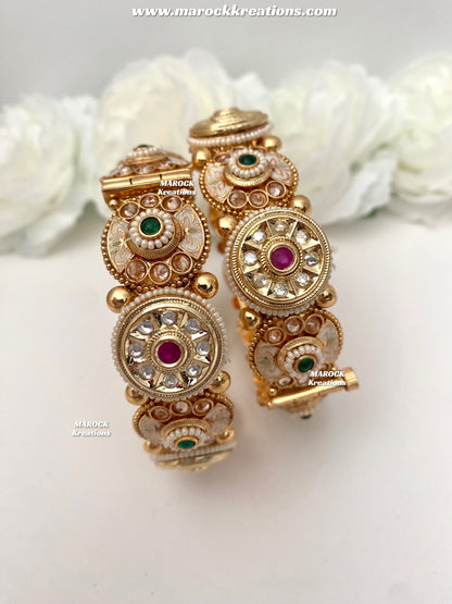 Elisa Premium Quality Gold plated openable Rajwadi Meenakari kade/Bangles/Kangan ko
