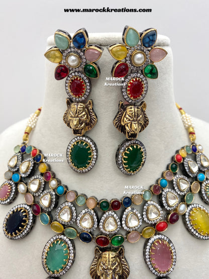 Sabeen Sabyasachi inspired Victorian Kundan Statement necklace set