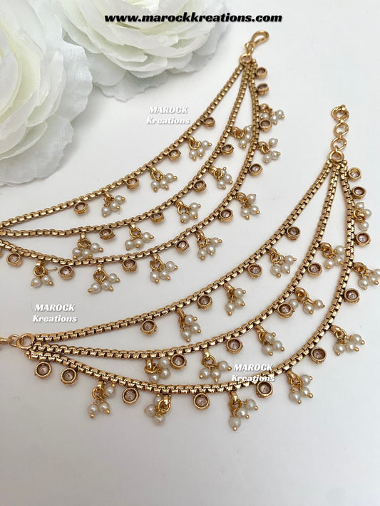 Mira Gold Plated Saharey/Ear chains