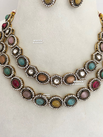 Sheenam Victorian Kundan Double layer Necklace set