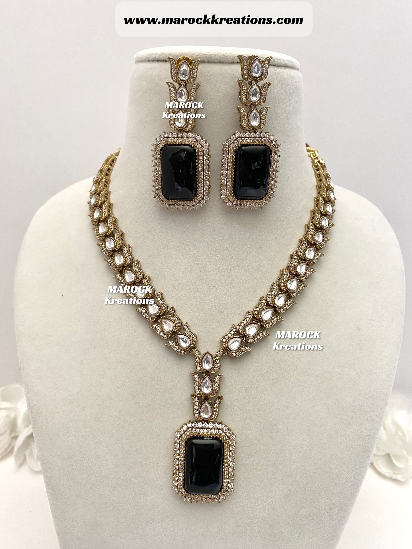 Lily Bollywood style Premium Quality Moissanite Kundan with Doublet stone exclusive Necklace set