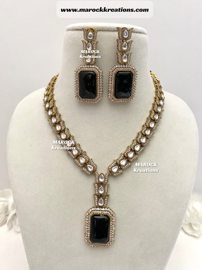 Lily Bollywood style Premium Quality Moissanite Kundan with Doublet stone exclusive Necklace set