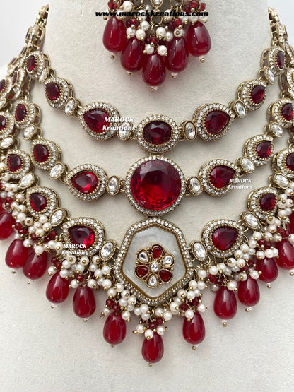 Manisha Sabyasachi inspired Premium Quality Kundan triple layer statement necklace set