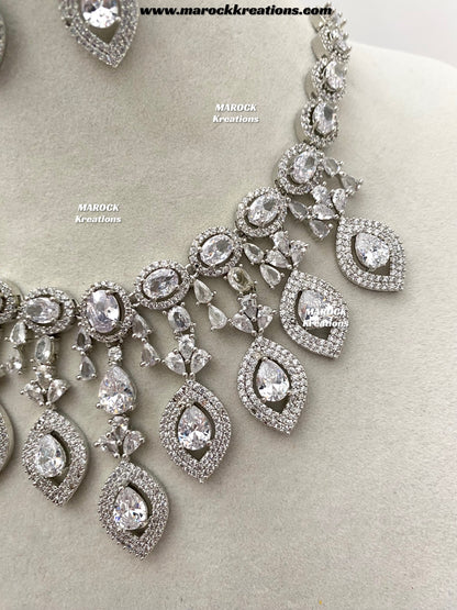 Samiha Silver American Diamond Necklace set