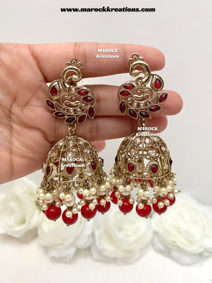 Antique Gold Polki Jhumki Earrings