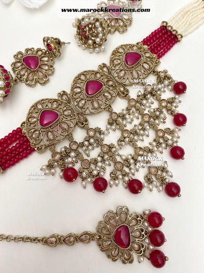 Amaira Antique Gold Polki choker set