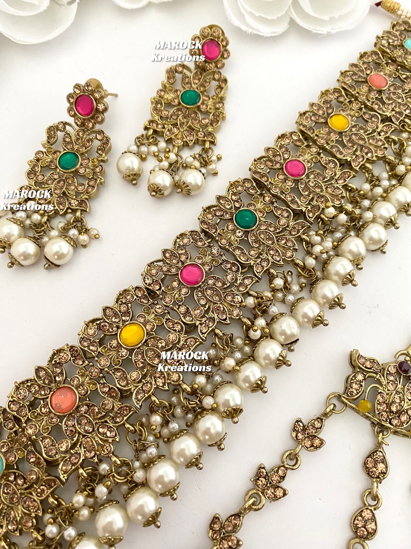 Antique Gold Pakistani Choker set