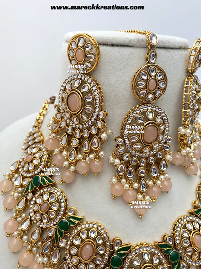 Iqra Premium Quality Kundan Meenakari Statement Necklace set