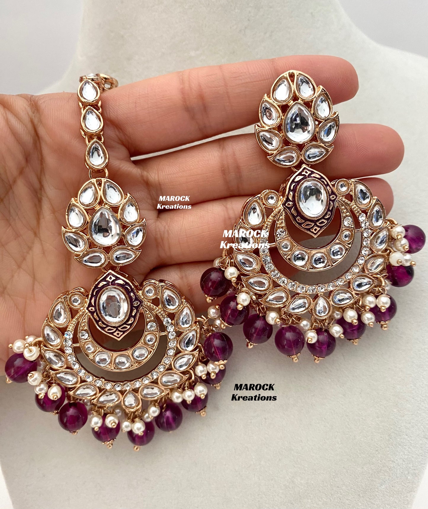 Kaniz Premium Quality Rose Gold Kundan Meenakari Choker/Necklace set