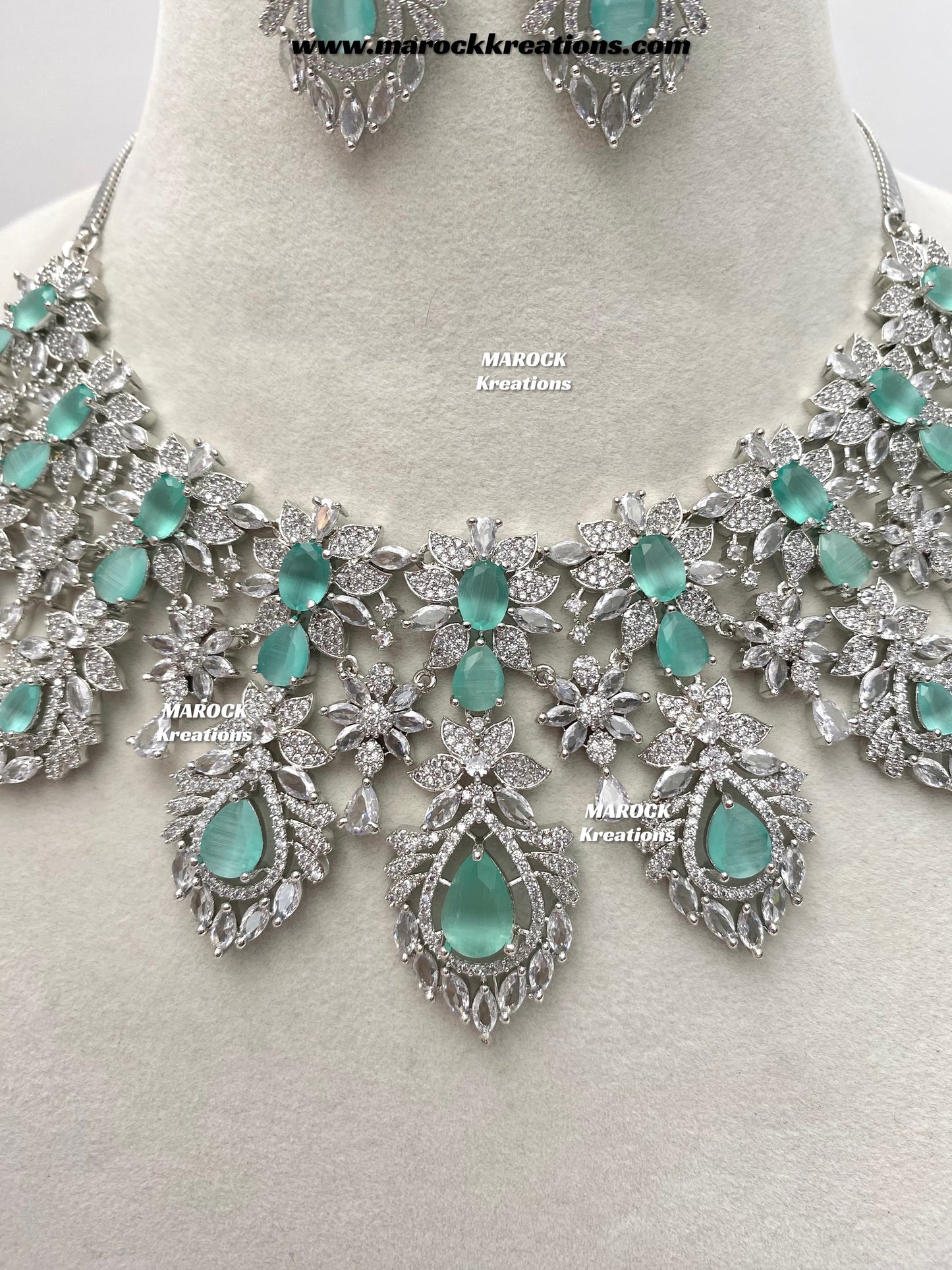 Austin Silver American Diamond Necklace set