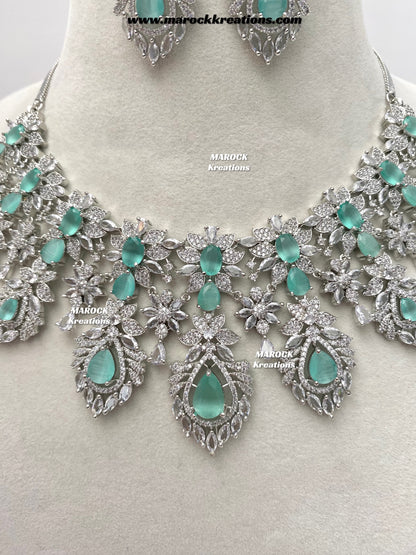 Austin Silver American Diamond Necklace set