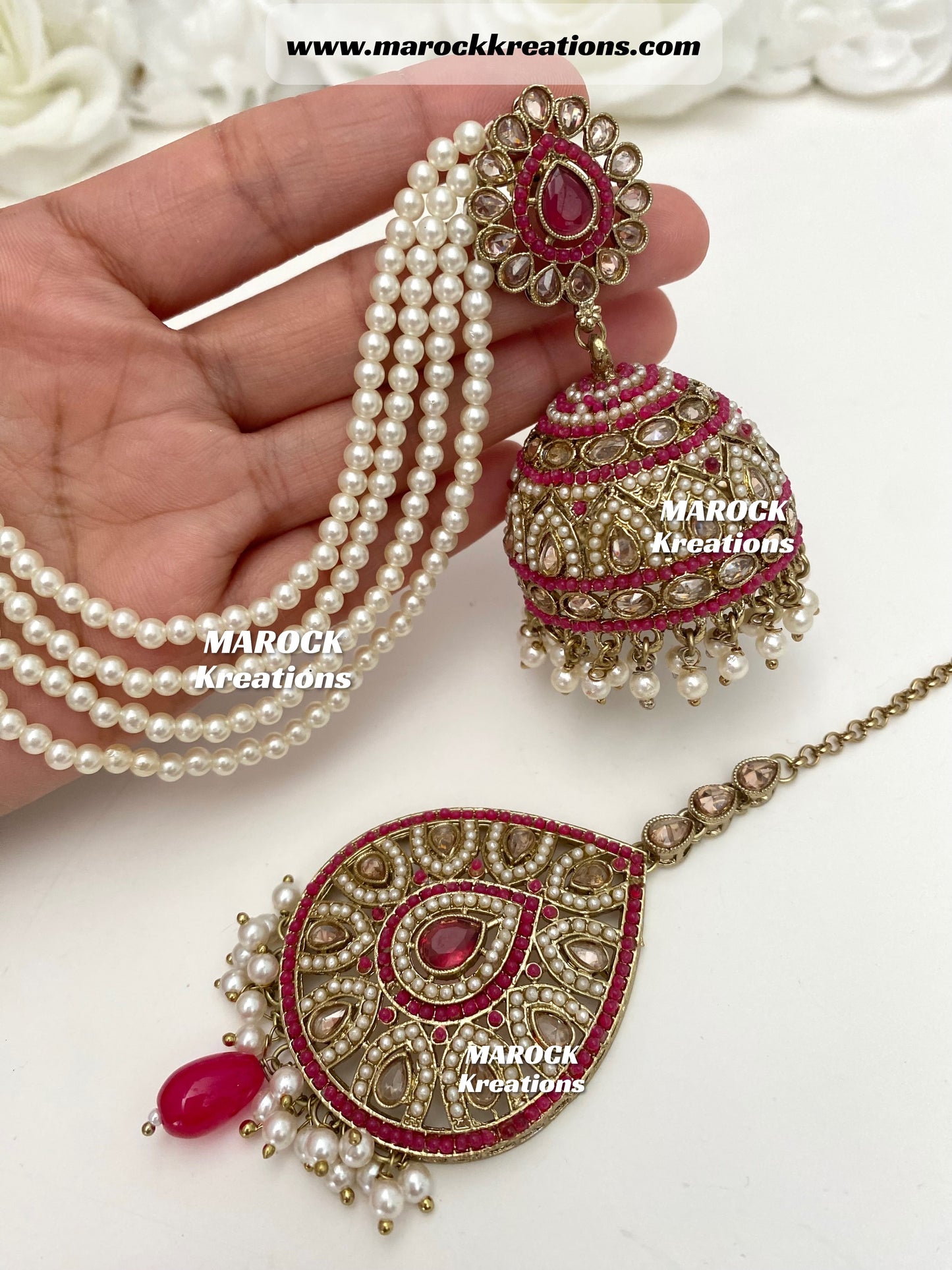 Sabiha Pakistani oversized Bahubali  Jhumki Earrings and tikka set