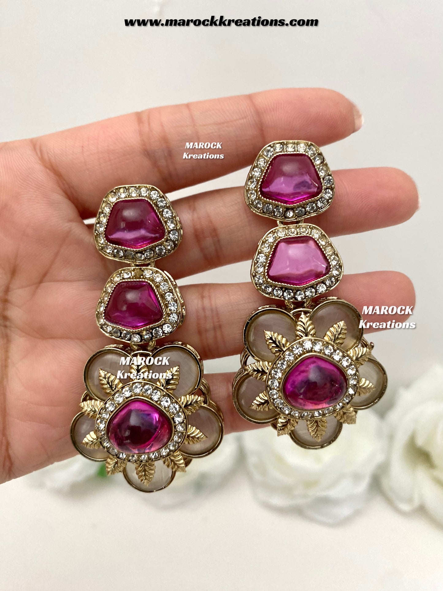Kruti Sabyasachi inspired Mother of pearls Statement Earrings