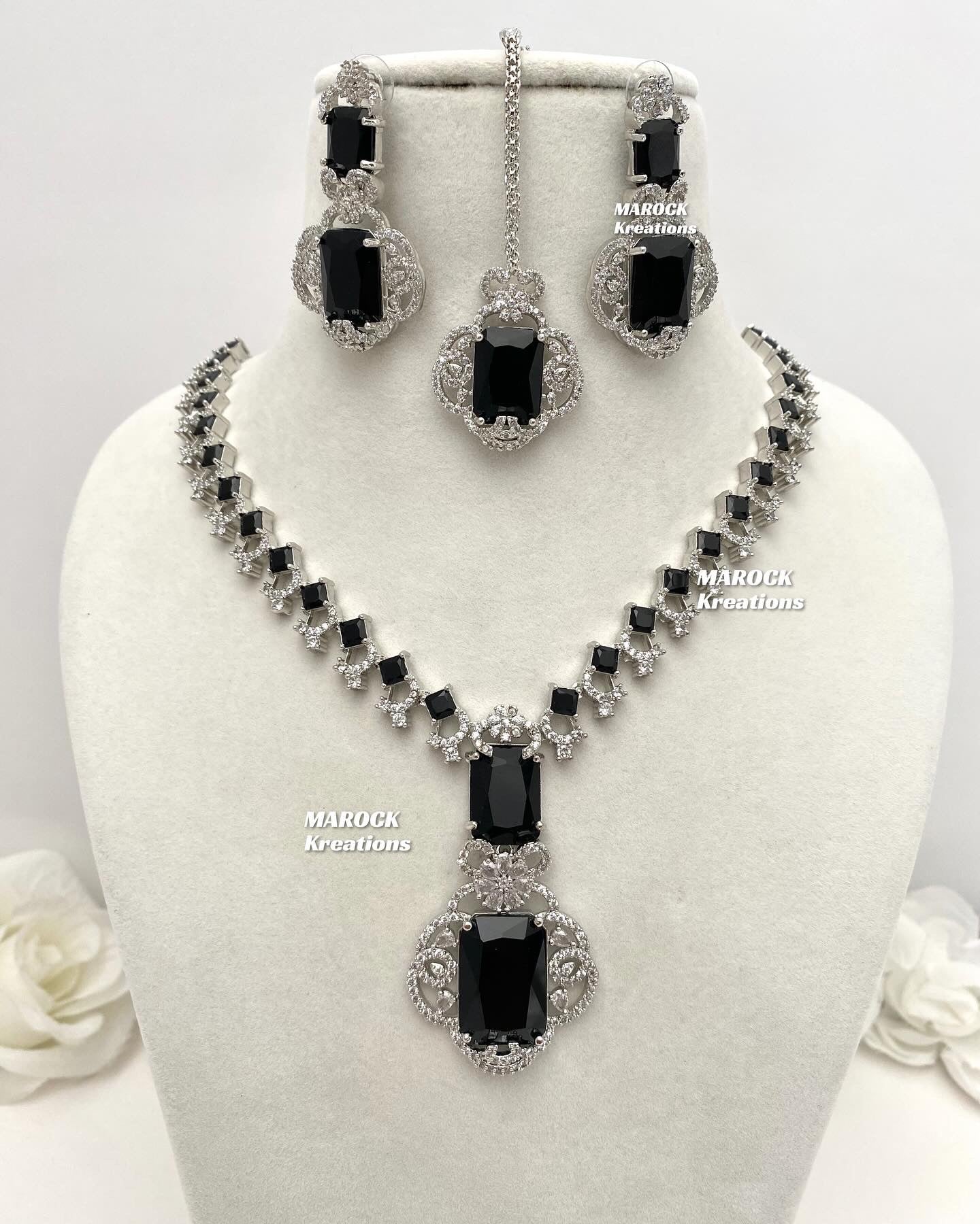 Nita Ambani Inspired Silver American Diamond Necklace set