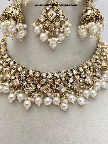 Anami Antique Gold Polki Necklace set