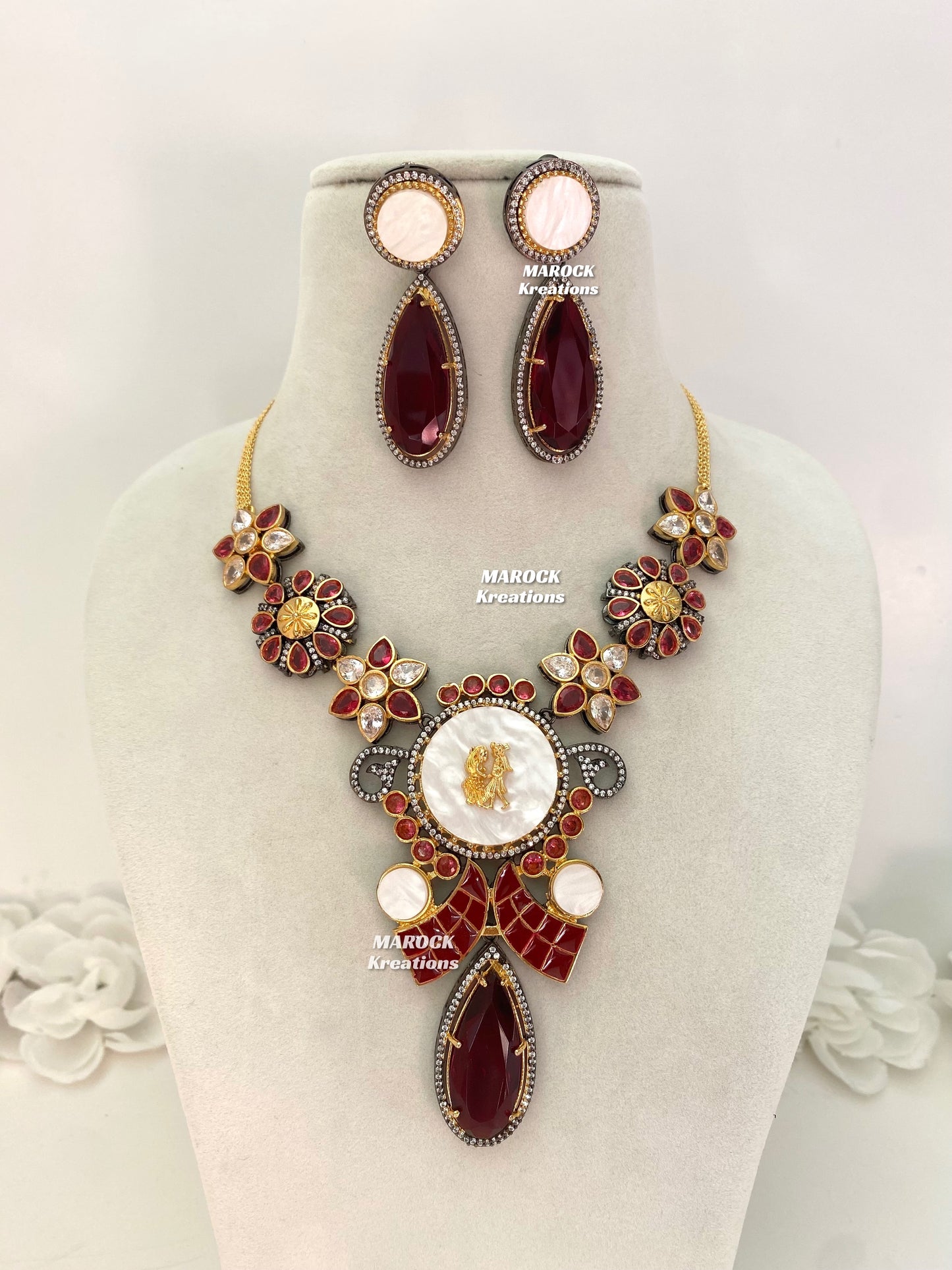 Raha Premium Quality Victorian  Kundan Necklace set