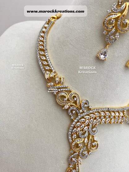 Elahi Gold American Diamond Necklace set