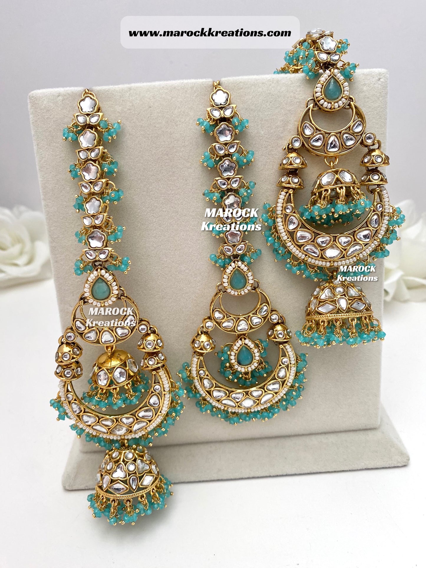 Premium Quality Kundan Oversized Statement Jhumki Earrings and tikka set