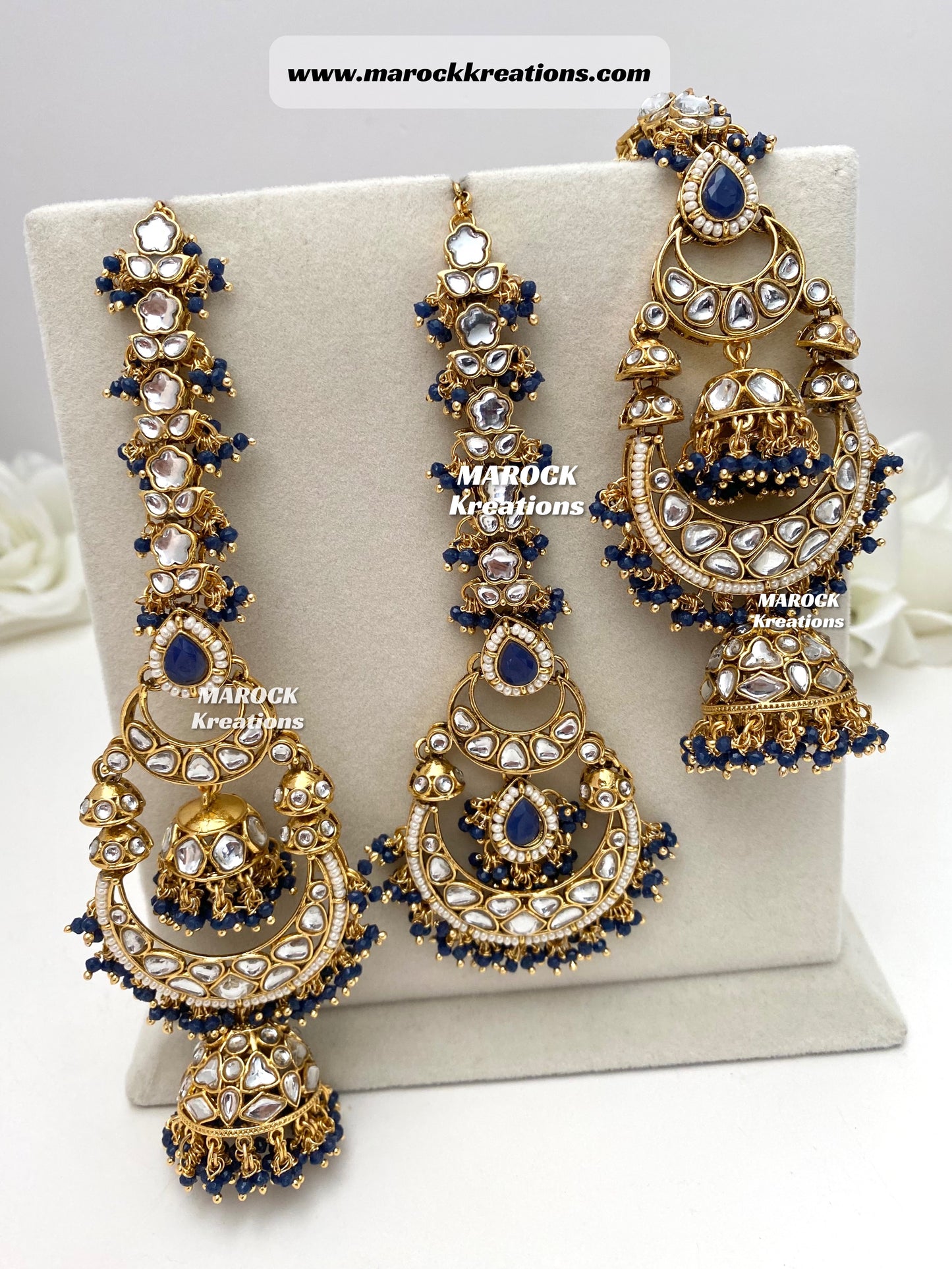 Premium Quality Kundan Oversized Statement Jhumki Earrings and tikka set