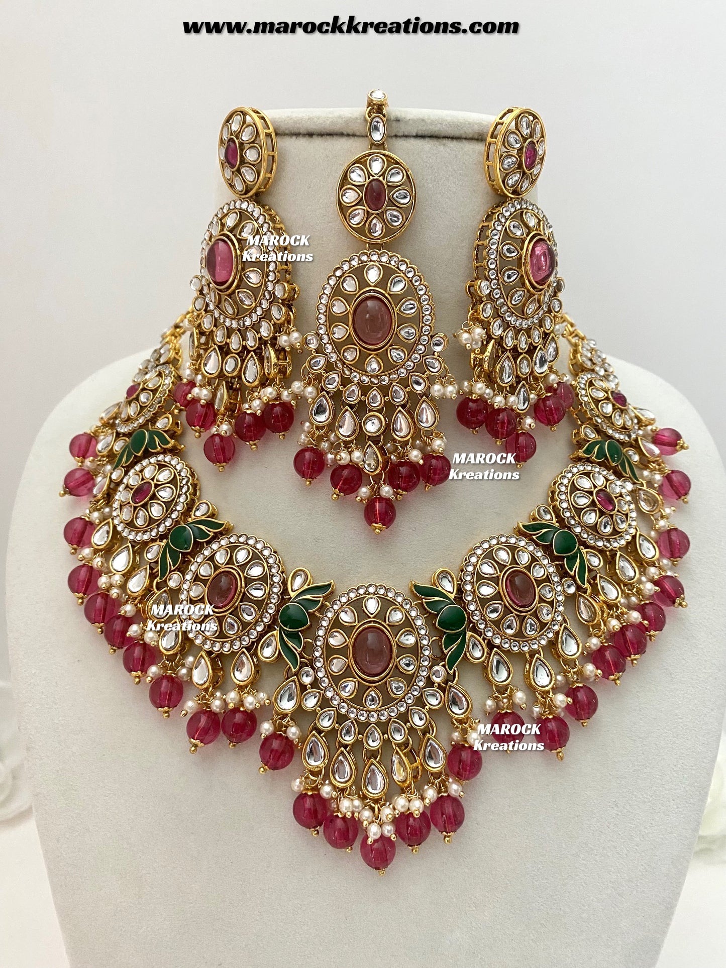 Iqra Premium Quality Kundan Meenakari Statement Necklace set