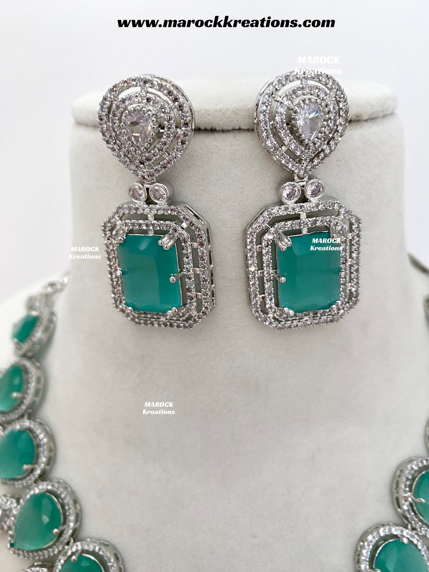 Fariha Silver American Diamond Necklace set
