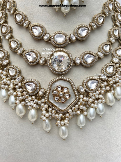 Manisha Sabyasachi inspired Premium Quality Kundan triple layer statement necklace set