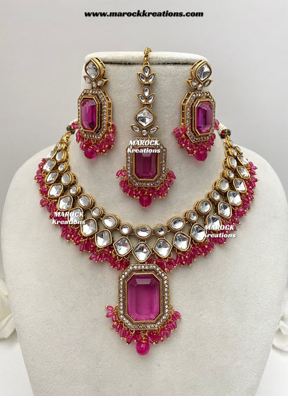 Shabnam Premium Quality Kundan Statement Necklace set