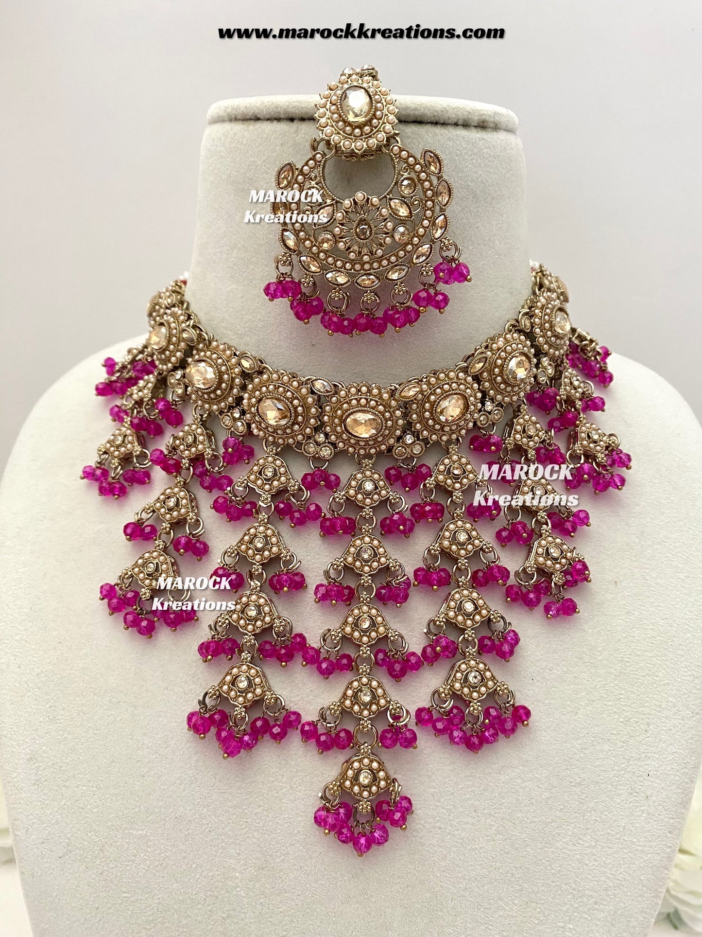 Shaya Antique Gold Polki waterfall Choker set