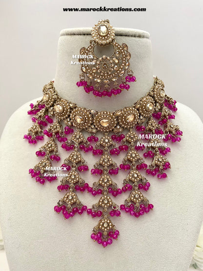 Shaya Antique Gold Polki waterfall Choker set