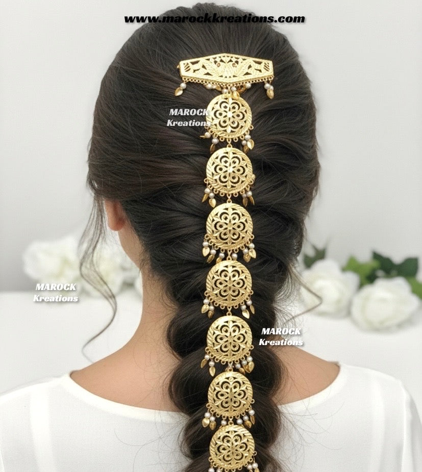 Gold plated Peepal patti Jadau Braid Jewelry/Choti