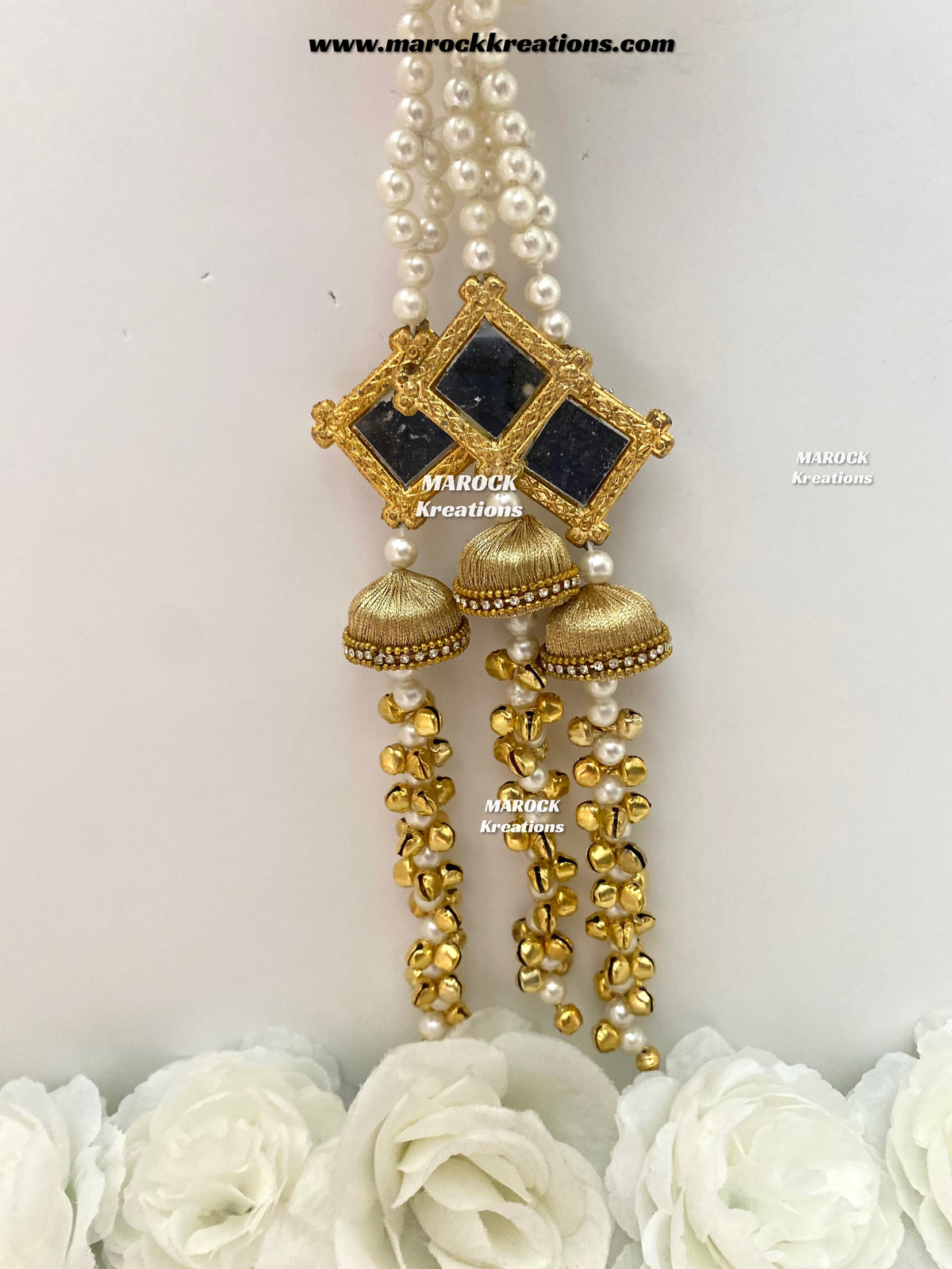 Kashmiri Paranda/Pearls, mirror and Ghungroo Paranda